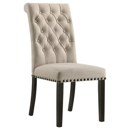 Alana Upholstered Dining Side Chair Beige Smokey Black (Set of 2)