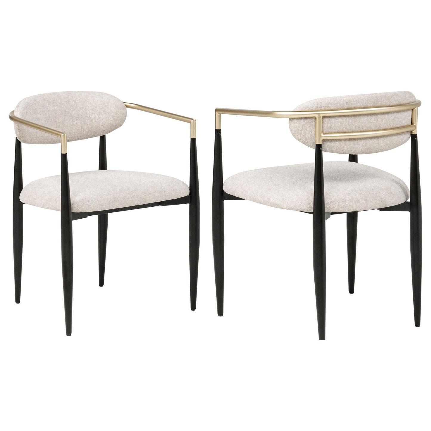 Bradbury Fabric Upholstered Dining Arm Chair Beige (Set of 2)