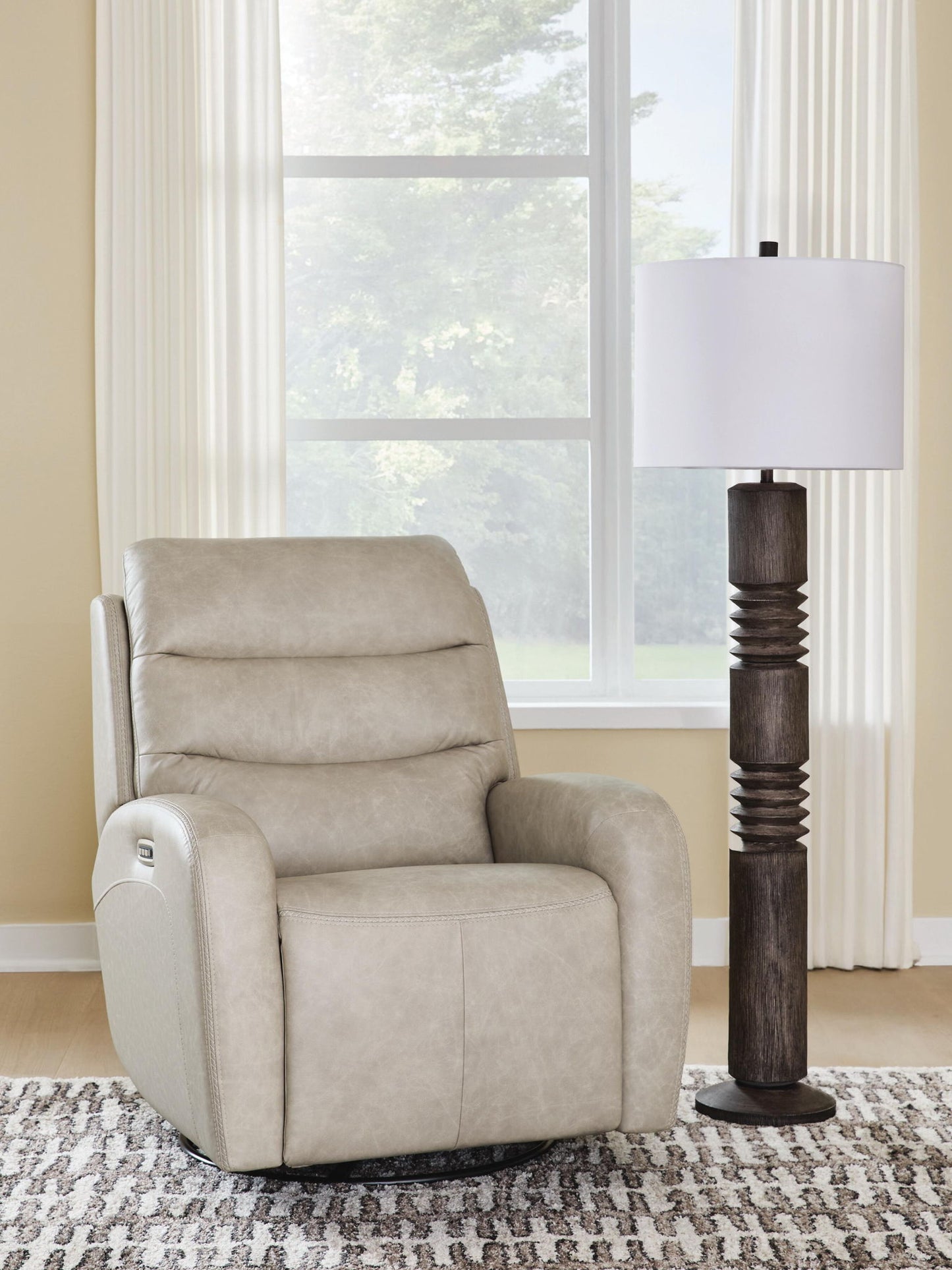 Motion-Max - Swivel Glider Power Recliner - Stonewash