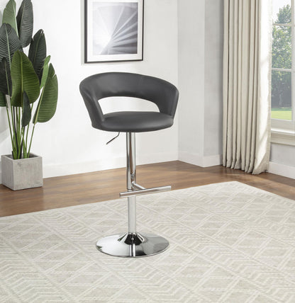 Travia Adjustable Leatherette Swivel Bar Stool Grey and Chrome