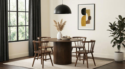 Hamlyn 5-piece Round Wood Dining Set Walnut