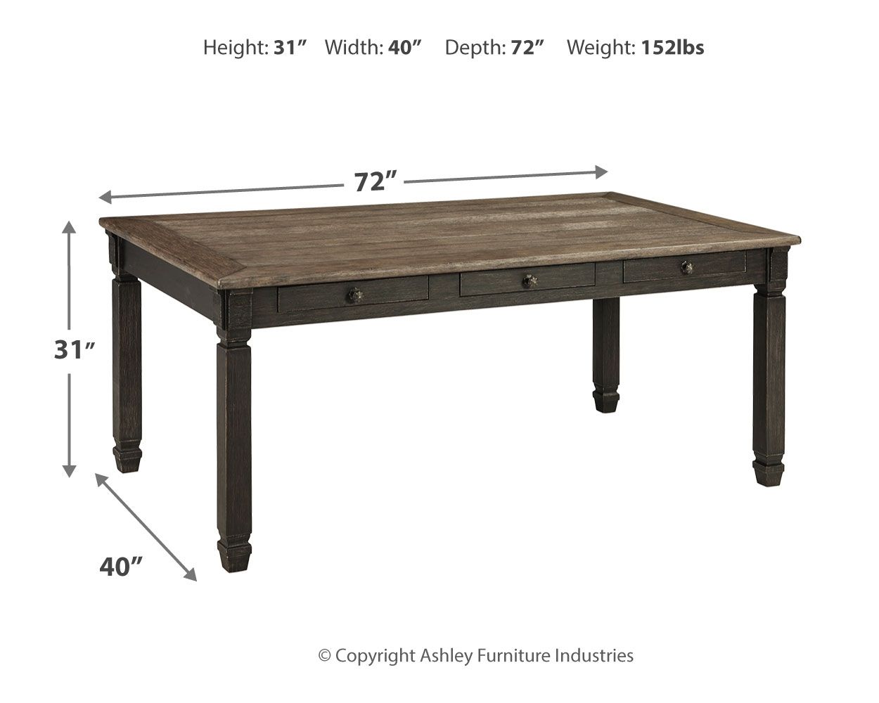 Tyler Creek - Rectangular Dining Room Table - Black / Gray