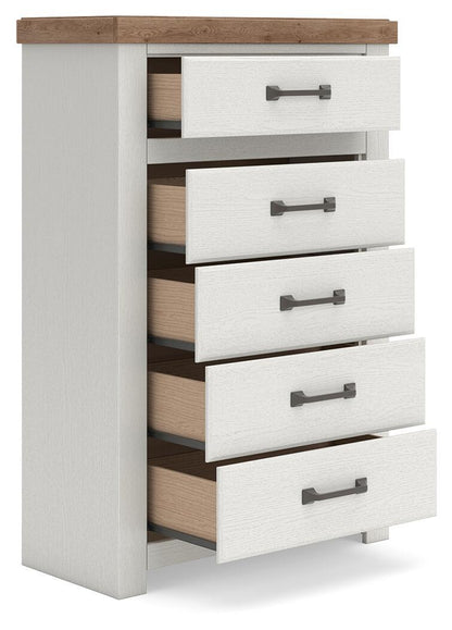 Savonport - Five Drawer Chest - White / Brown