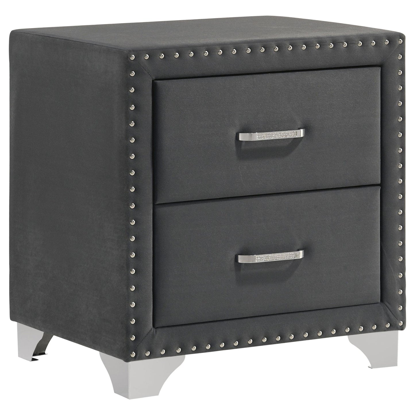 Melody Upholstered 2-drawer Nightstand Grey