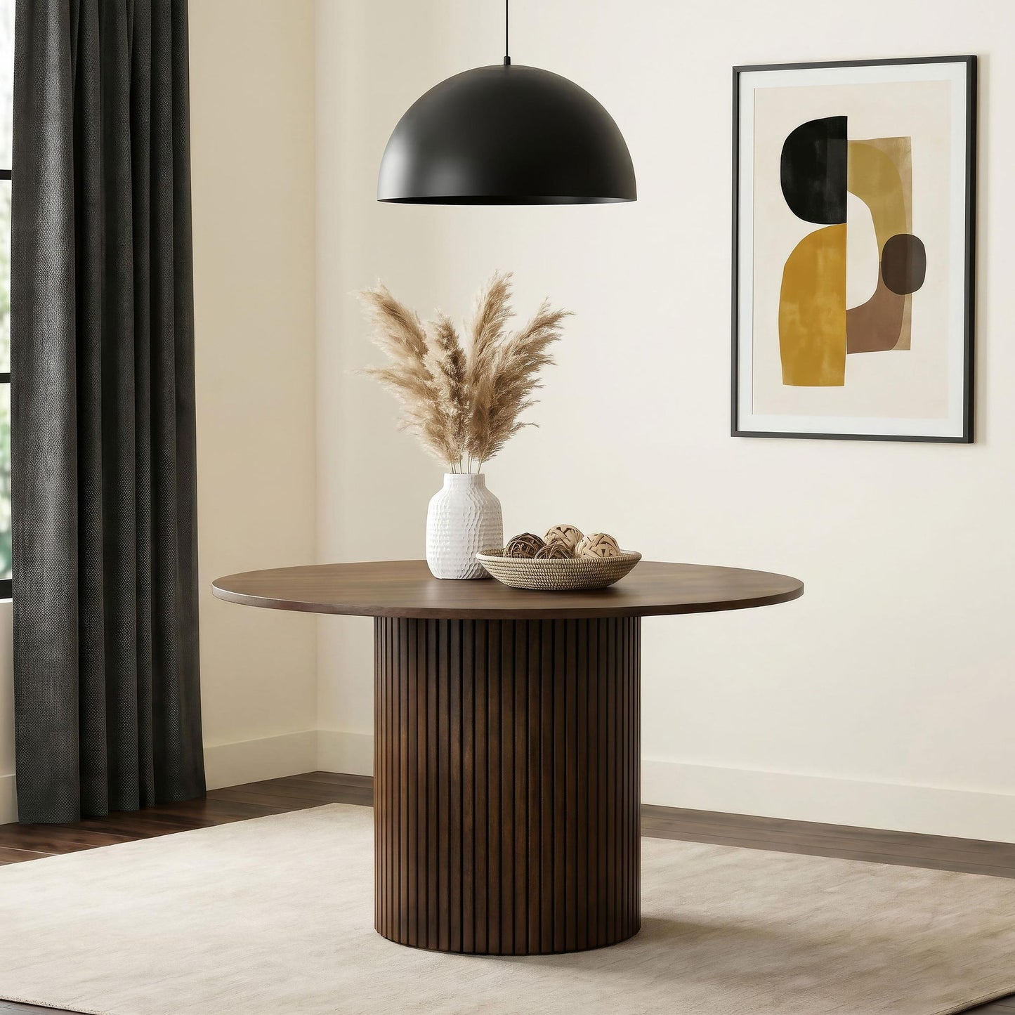 Hamlyn 47-inch Round Wood Dining Room Table Walnut