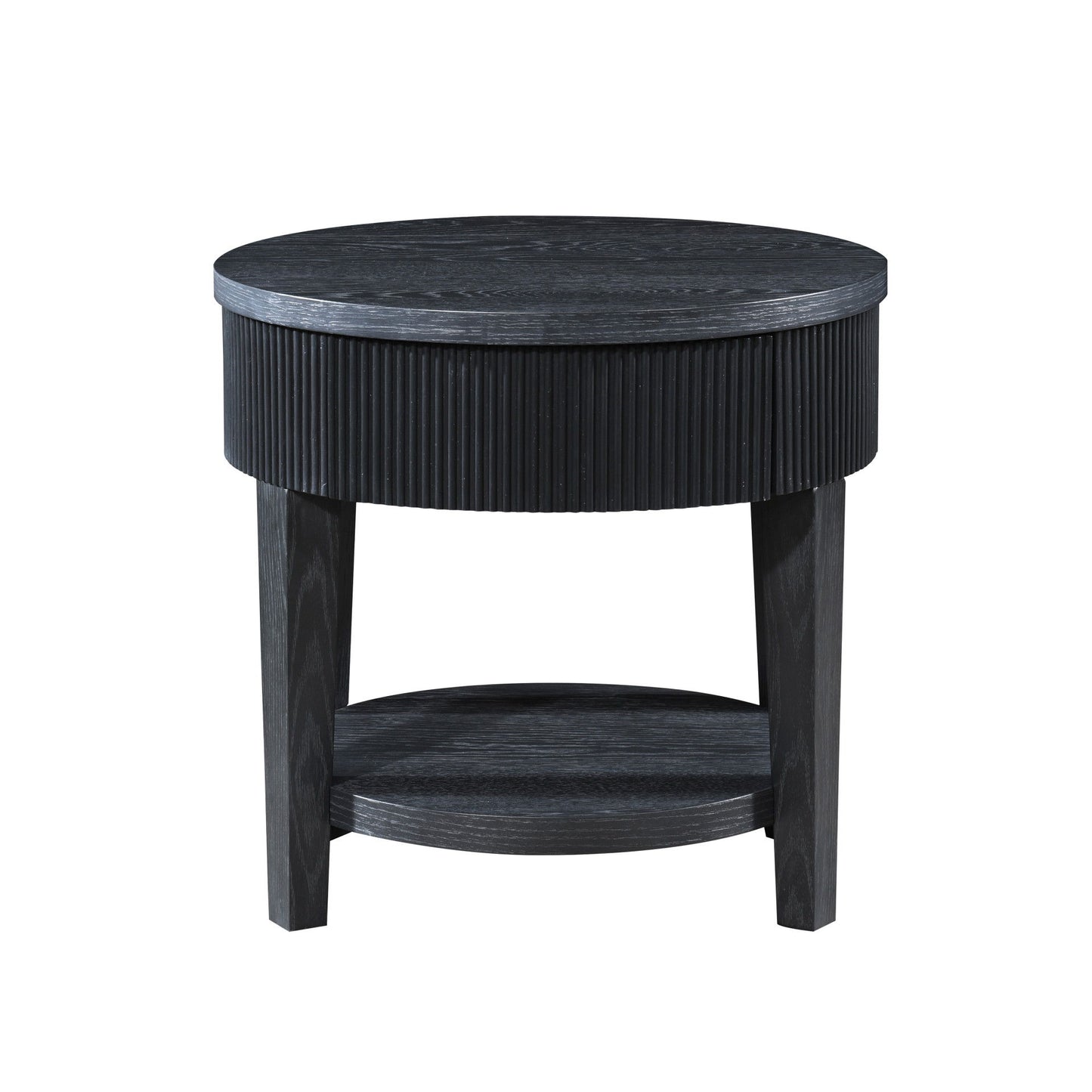 Tate - Round One Drawer End Table - Black