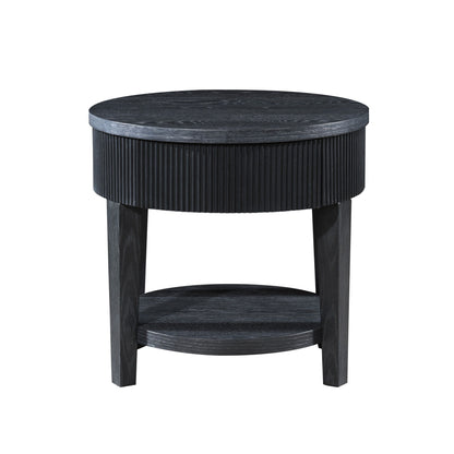 Tate - Round One Drawer End Table - Black