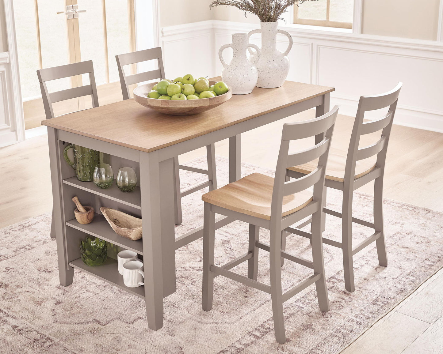 Harperfeld - Rectangular Dining Room Counter Table - Natural / Gray