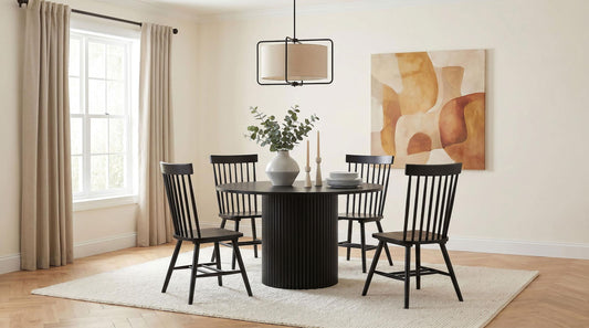 Hamlyn 5-piece Round Wood Dining Set Black