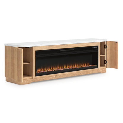 Camdill - 80" TV Stand With Electric Fireplace - Light Brown