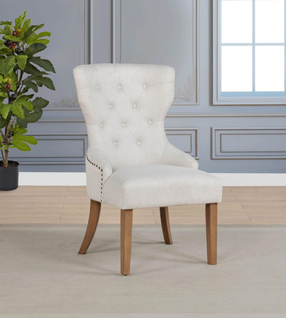 Baney Fabric Upholstered Dining Side Chair Beige and Rustic Honey