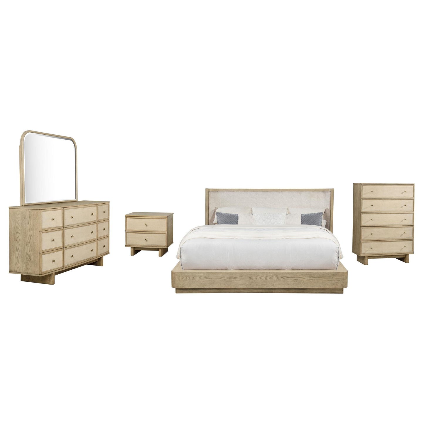 Kailani 5-piece Eastern King Bedroom Set Beige Oak