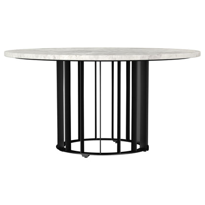 Haven Round Genuine White Marble Top Coffee Table Black