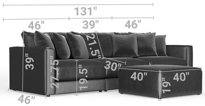 Remington - Modular Sofa And Cocktail Ottoman - Slate