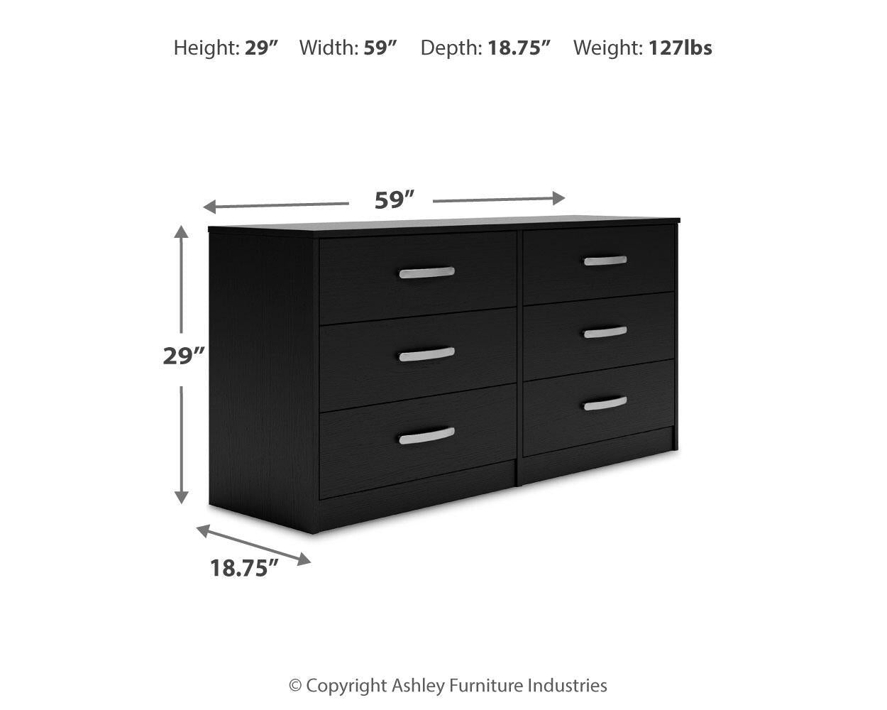 Finch - Six Drawer Dresser - 29'' Height - Black