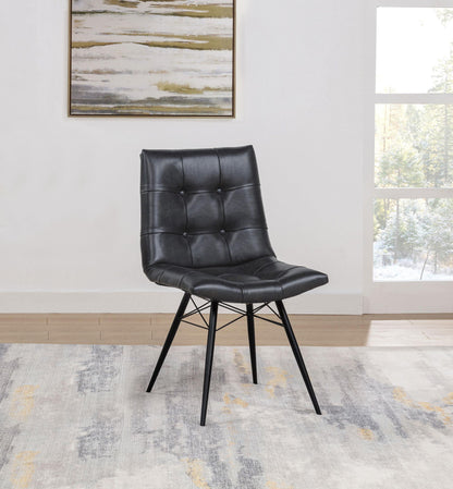 Aiken Faux Leather Upholstered Dining Side Chair Charcoal Grey (Set of 4)