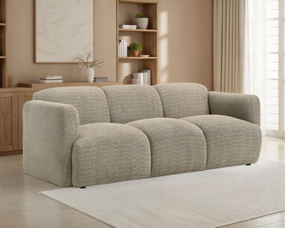 Dorset Fabric Upholstered Round Track Arm Sofa Brown
