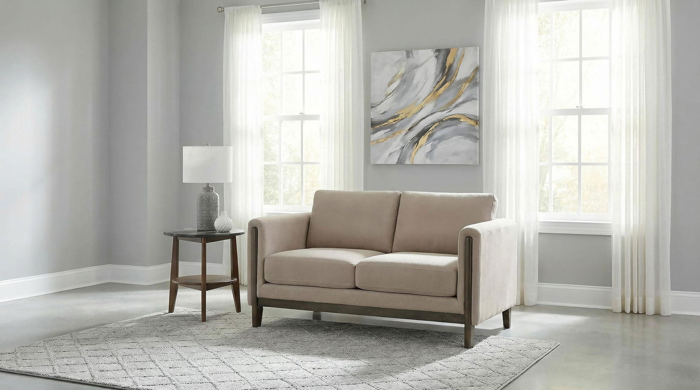 Islington Fabric Upholstered Panel Arm Loveseat Taupe