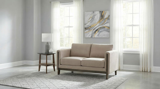 Islington Fabric Upholstered Panel Arm Loveseat Taupe