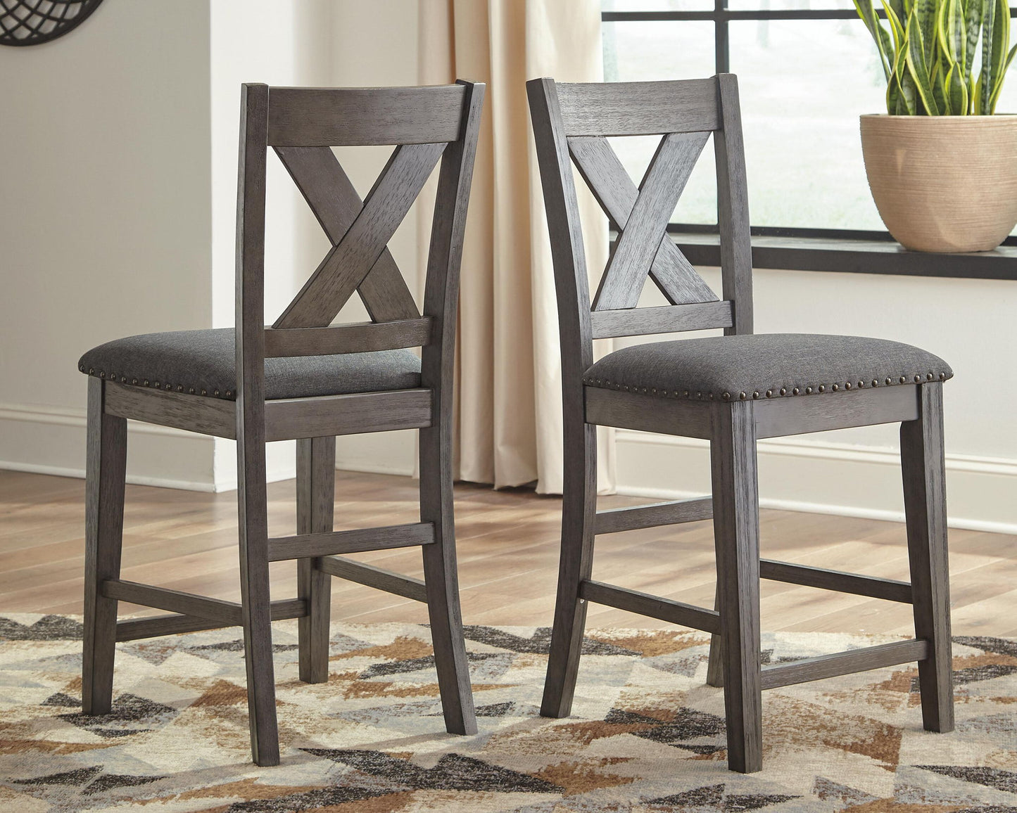 Caitbrook - Upholstered Barstool (Set of 2) - Gray