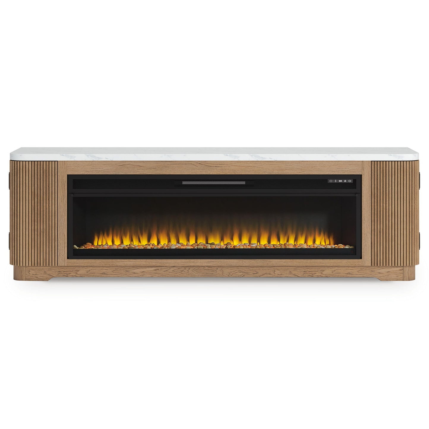 Camdill - 80" TV Stand With Electric Fireplace - Light Brown