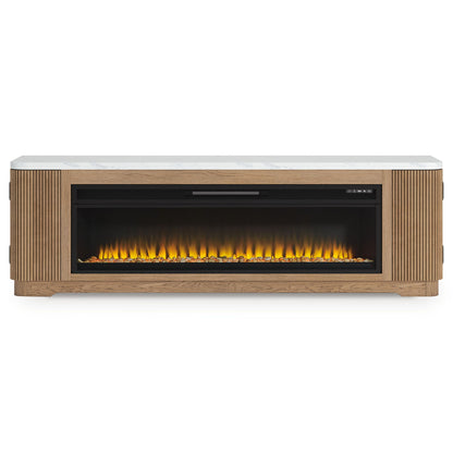 Camdill - 80" TV Stand With Electric Fireplace - Light Brown