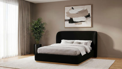 Blaire Upholstered Queen Wingback Platform Bed Black