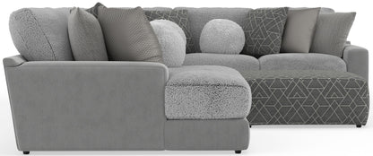 Canyon - 4 Piece Sectional With Cuddler Seat Cushions, Included Accent Pillows And Cocktail Ottoman (Left Side Facing Chaise) - Platinum