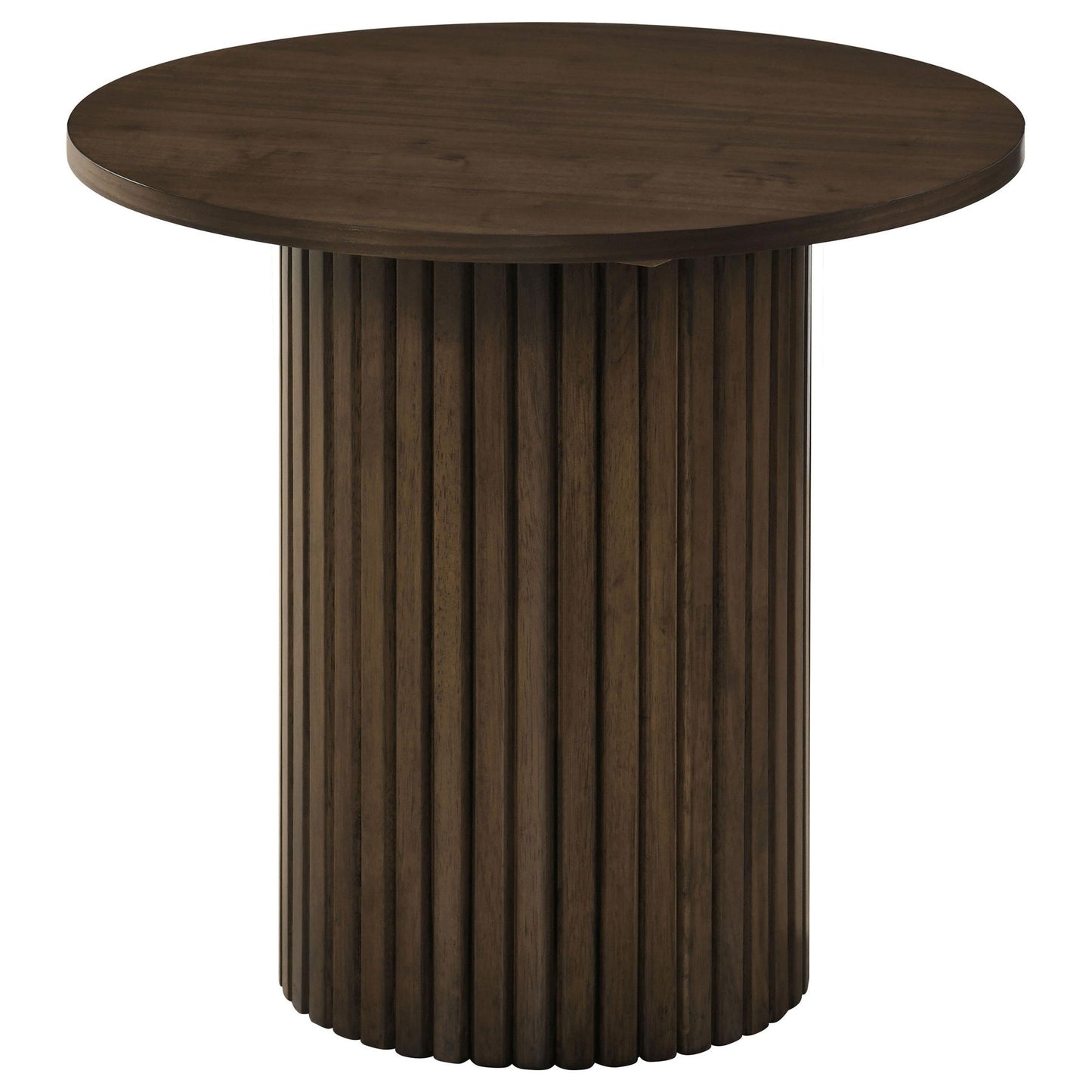 Hamlyn Round Fluted Occasional Side End Table Walnut