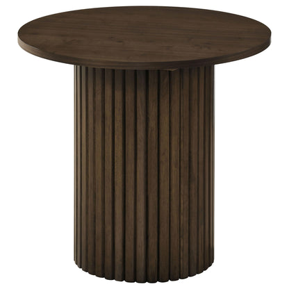 Hamlyn Round Fluted Occasional Side End Table Walnut