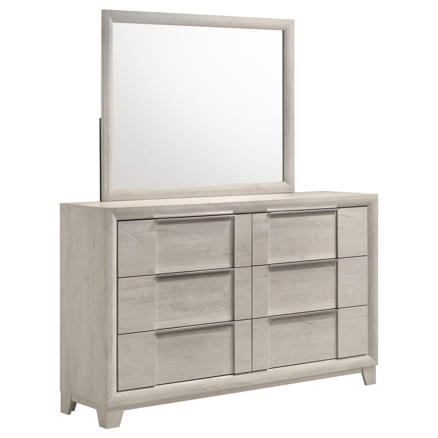 Farre 6-drawer Dresser with Mirror Washed Grey