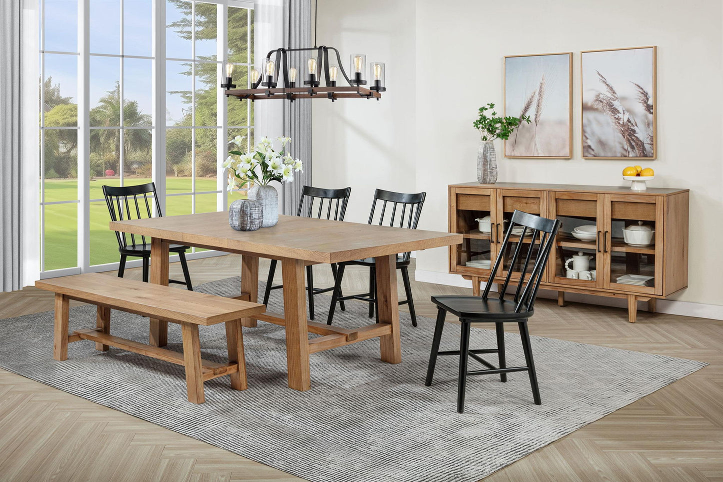 Middleton 6-piece Extension Leaf Dining Set Brown and Black