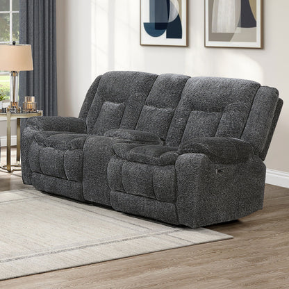 Stanwick - Reclining Console Loveseat With Power Footrest - Gray