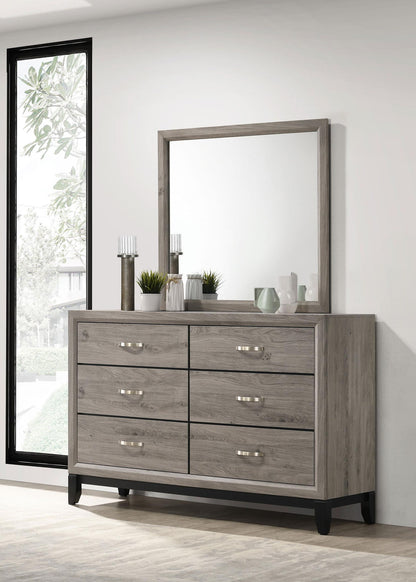 Valen 6-drawer Bedroom Dresser and Mirror Light Taupe