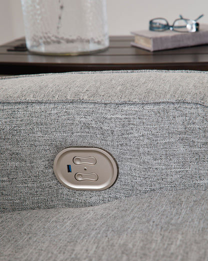 Biscoe - Power Reclining Loveseat With Console /Adj Headrest - Pewter