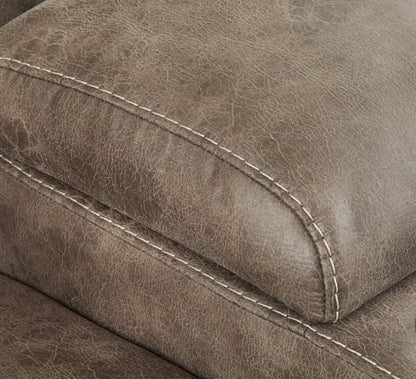 Ravenel - 3-Piece Power Reclining Sectional With Laf Power Reclining Loveseat With Console - Faux Leather - Fossil