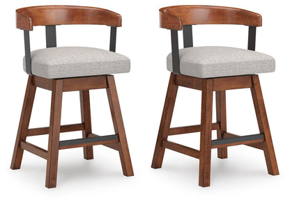 Ralene - Upholstered Swivel Barstool (Set of 2) - Medium Brown