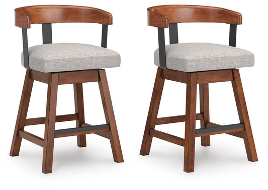 Ralene - Upholstered Swivel Barstool (Set of 2) - Medium Brown