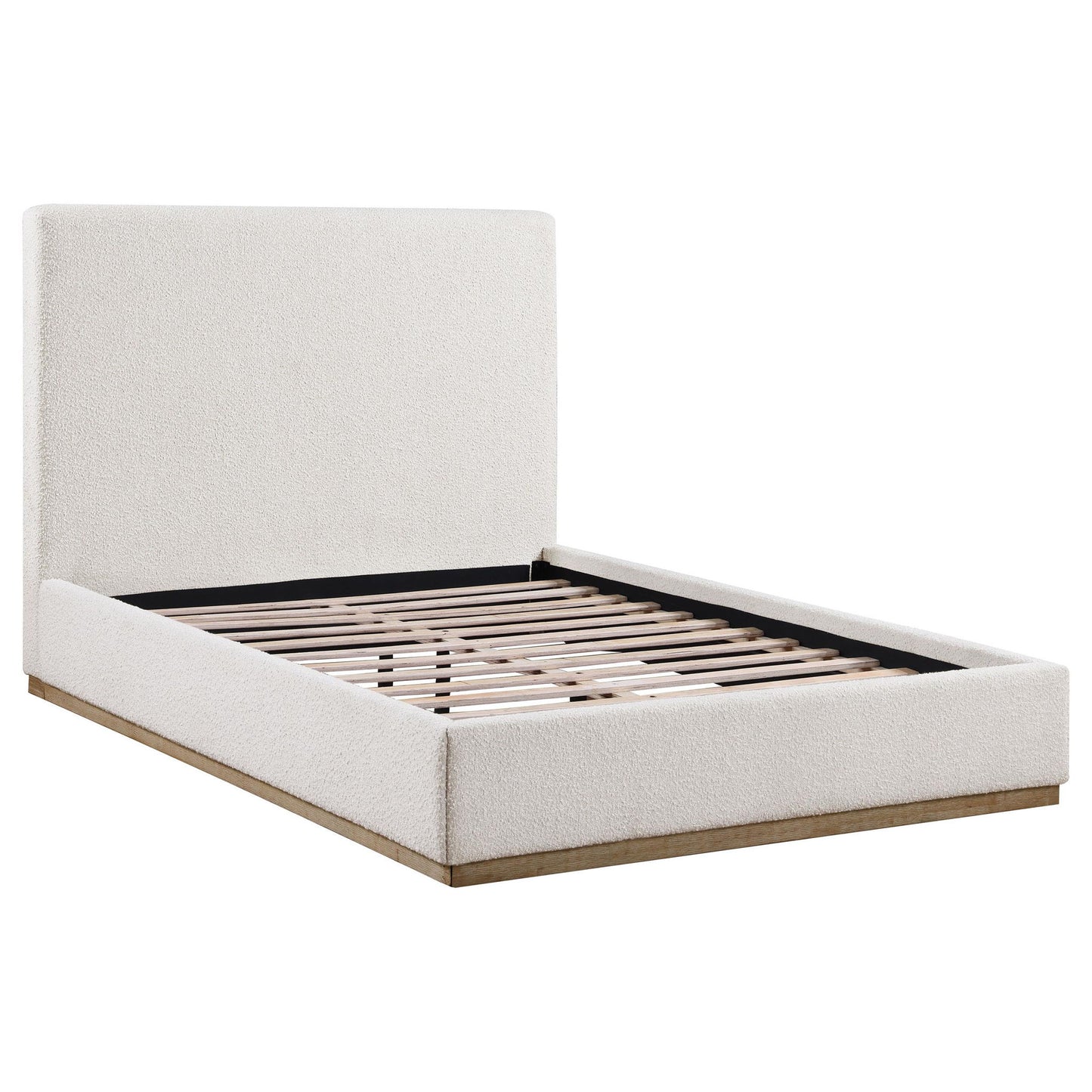Knox Queen Bouclé Upholstered Platform Bed Cream