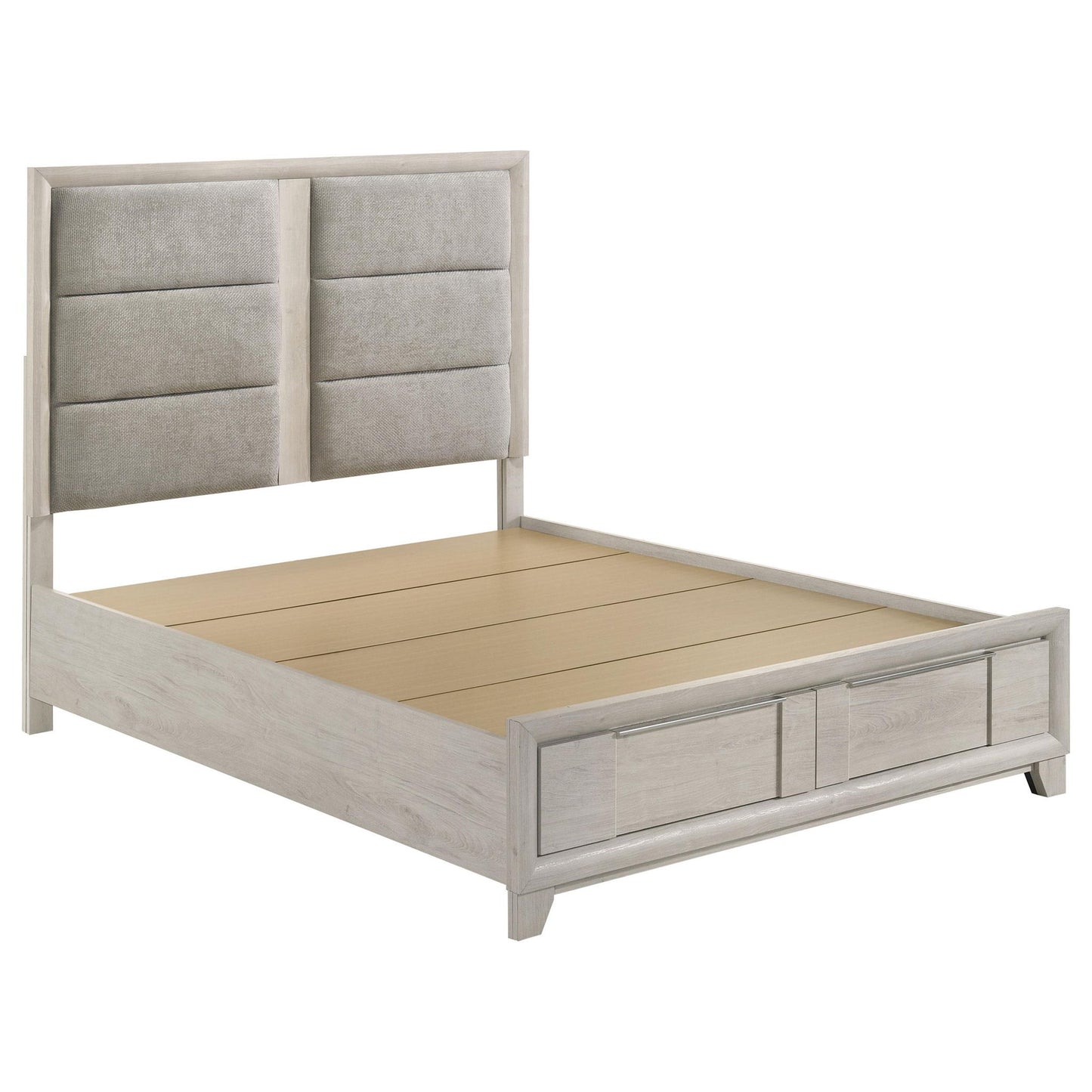 Farre Queen Upholstered Storage Platform Bed Washed Grey