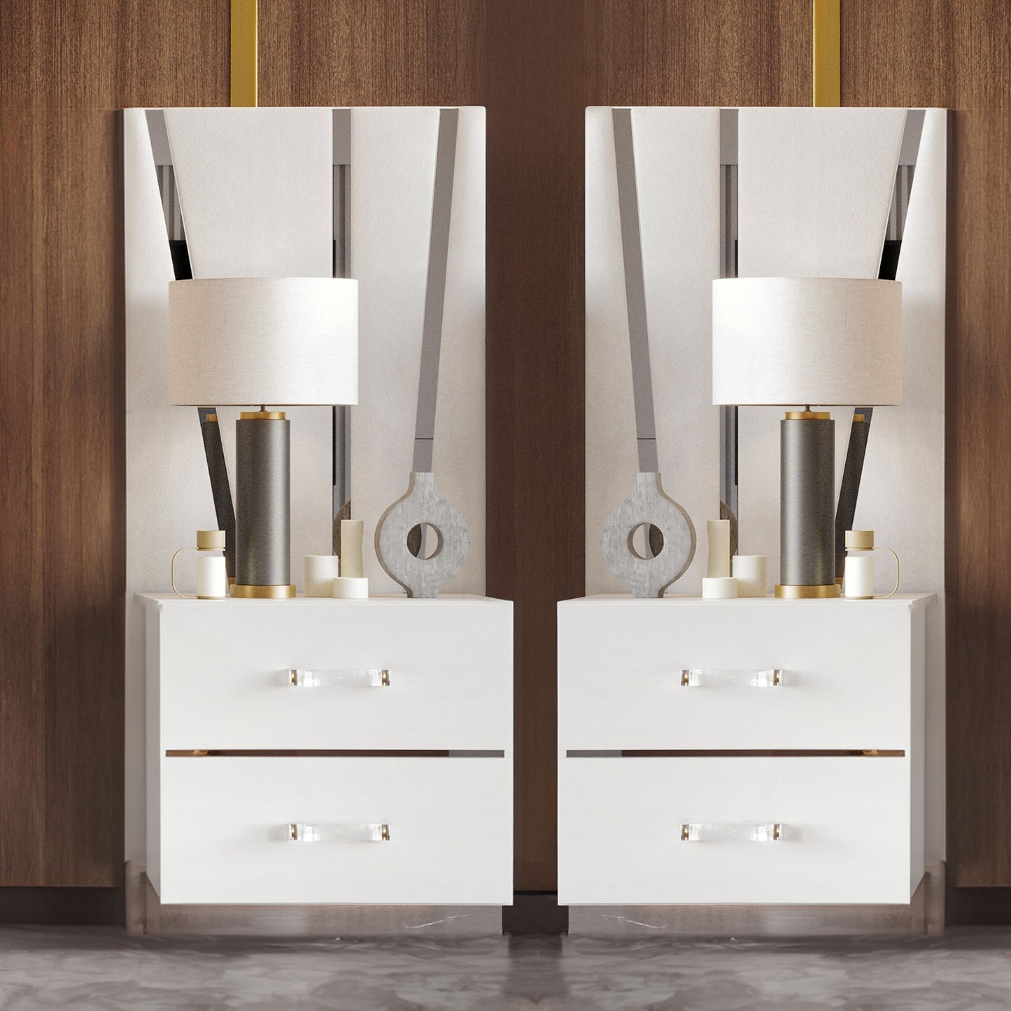Europa - 2 Nightstands With Panels - White