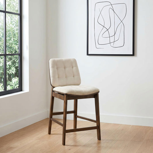 Redbridge Upholstered Counter Chair Cream and Walnut (Set of 2)