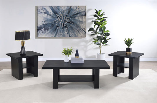 Rodez 3-piece Engineered Wood Coffee Table Set Black