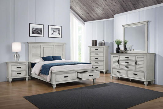Franco 5-piece Eastern King Bedroom Set Distressed White
