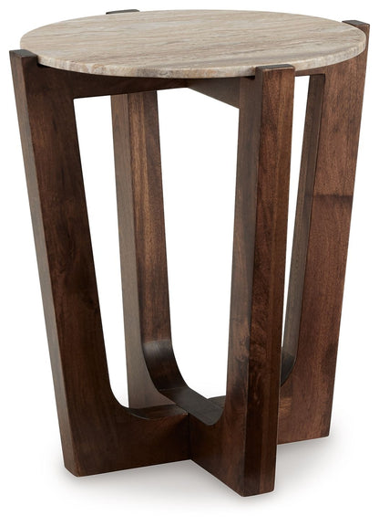 Tanidore - Round End Table - Warm Brown