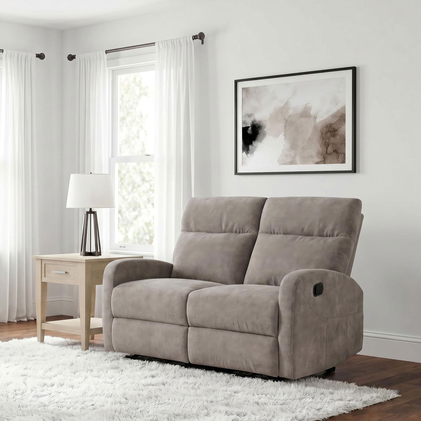 Hamilton Chenille Manual Reclining Loveseat Sand