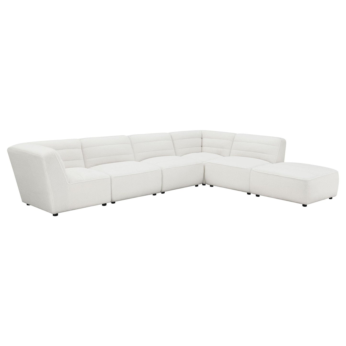 Sunny 6-piece Upholstered Modular Sectional Sofa Ivory Sherpa