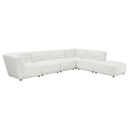 Sunny 6-piece Upholstered Modular Sectional Sofa Ivory Sherpa