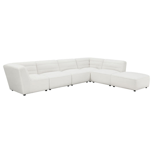 Sunny 6-piece Upholstered Modular Sectional Sofa Ivory Sherpa