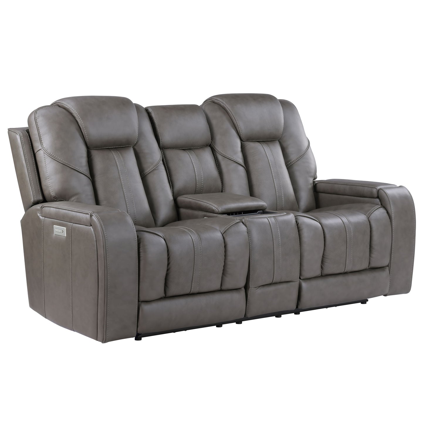 Daniel - 3 Piece Triple-Power Leather Reclining Set - Gray